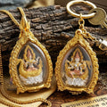 Universal Harmony & Sovereign Abundance Phra Phrom Borom Suk Khu Chiwit 3K Gold-Plated Bronze Enclosed in Real Gold-Plated Bronze Frame Edition Thai Blessing Co By RURUECHA