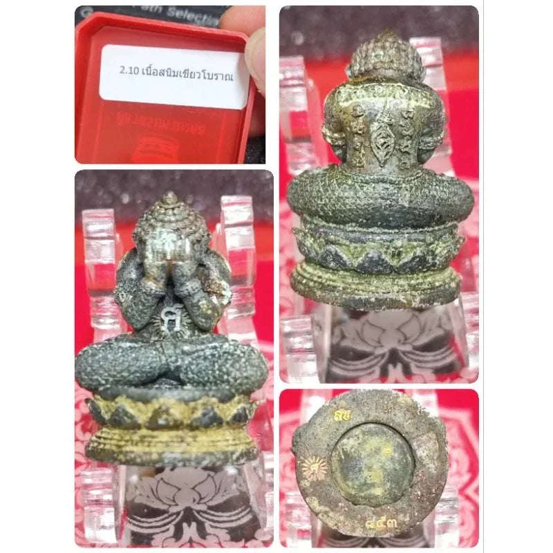 Unlock Supreme Blessings with Authentic ‘Sila Prom Mahamongkol’ Phra Pidta Amulet by Luang Pu Sila for Ultimate Protection Green rust
