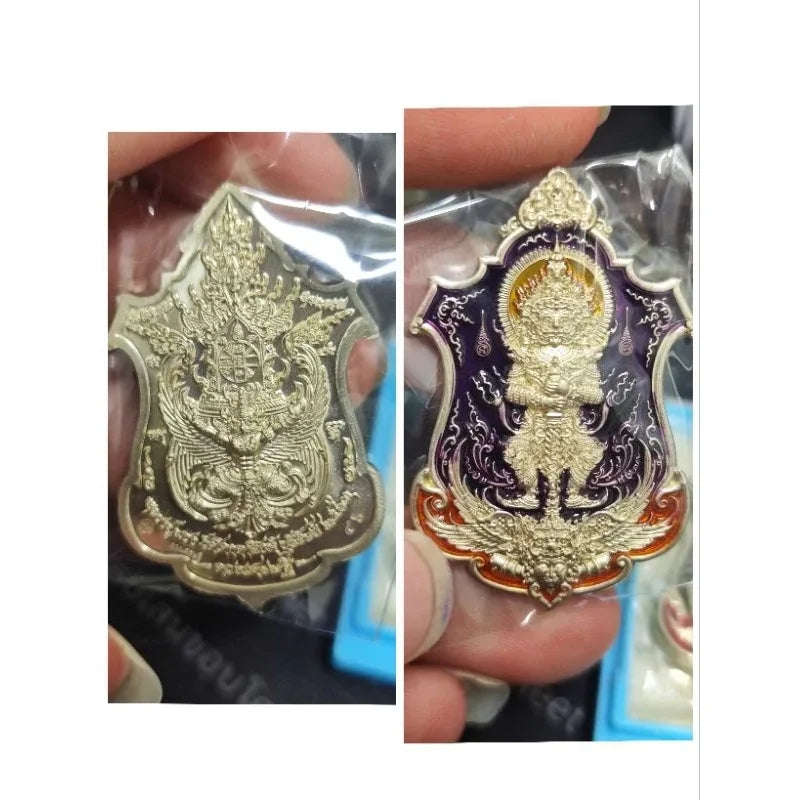 Unlock Wealth and Prosperity with the Authentic Duang Setthi Thaowessuwan Medal Empowered by Luang Pu Puang 46 ลงยาม่วง