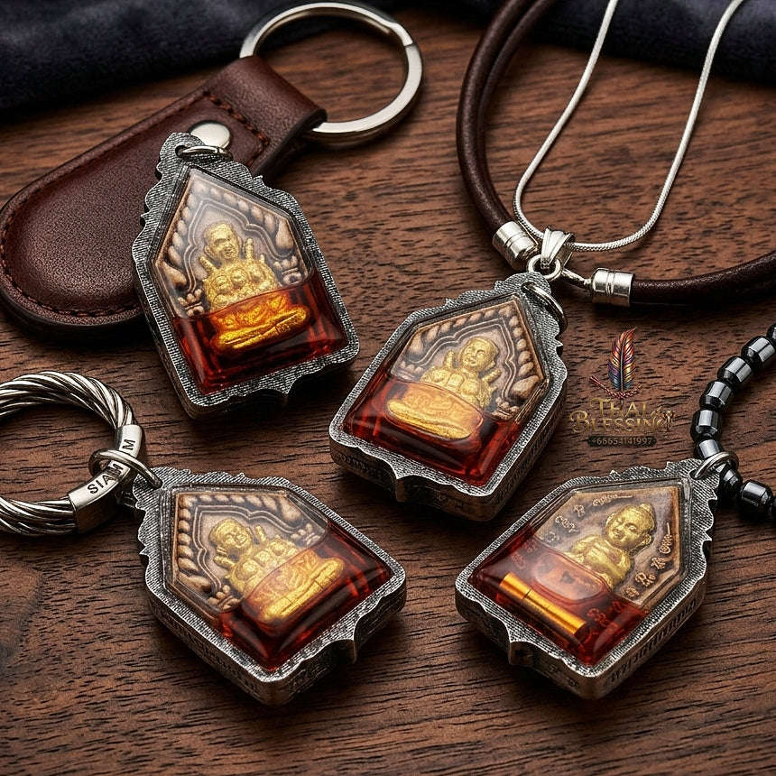 Unstoppable Charm & Wealth Pho Khun Phaen Nang Lom Red Rooster Oil Cased - Luang Ta Ruam Wat Khok Samran 2018 Thai Blessing Co By RURUECHA
