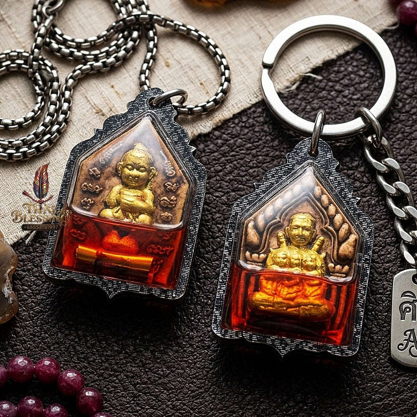 Unstoppable Charm & Wealth Pho Khun Phaen Nang Lom Red Rooster Oil Cased - Luang Ta Ruam Wat Khok Samran 2018 Thai Blessing Co By RURUECHA