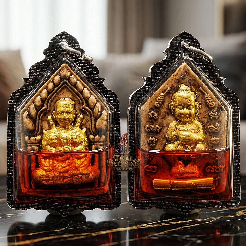 Unstoppable Charm & Wealth Pho Khun Phaen Nang Lom Red Rooster Oil Cased - Luang Ta Ruam Wat Khok Samran 2018 Thai Blessing Co By RURUECHA
