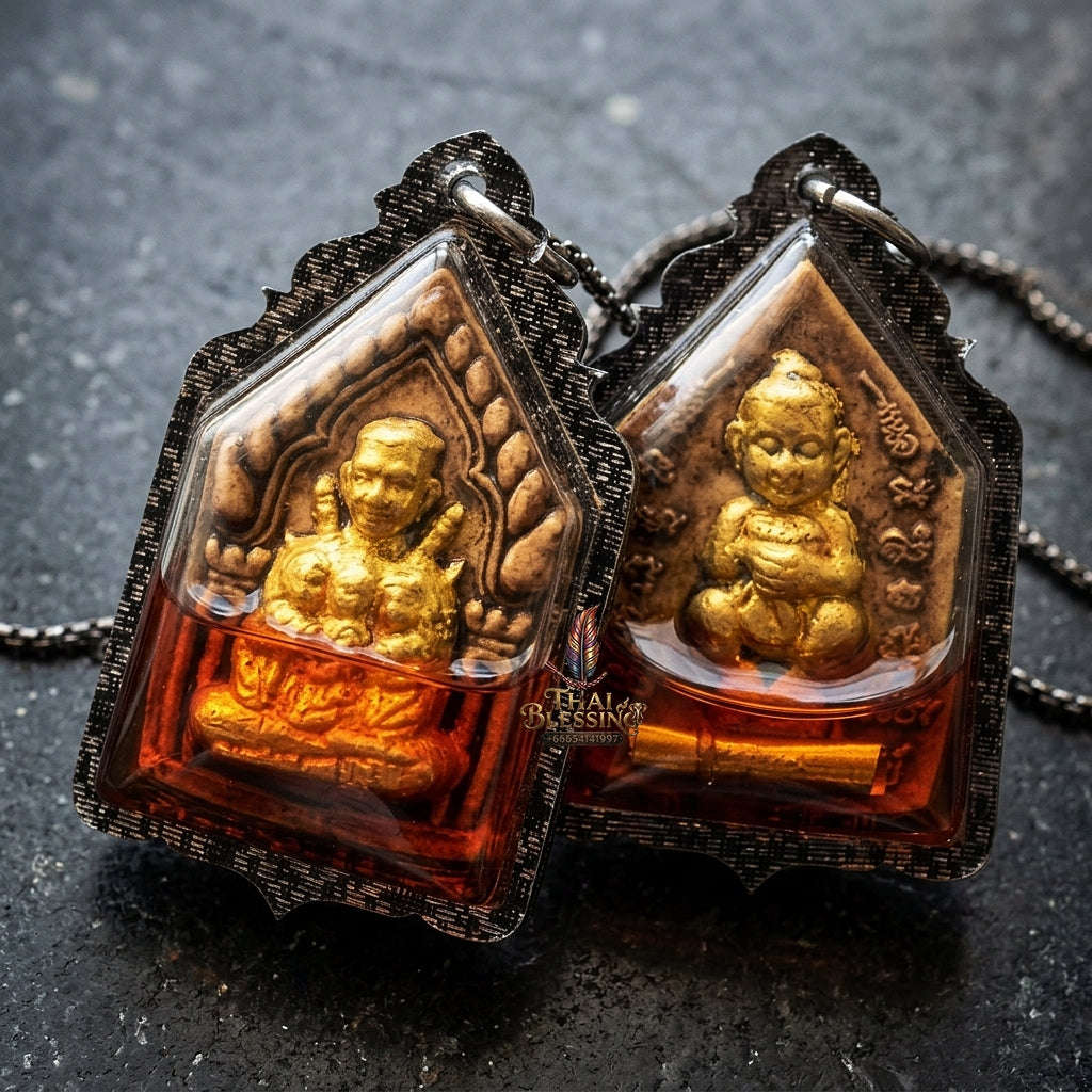 Unstoppable Charm & Wealth Pho Khun Phaen Nang Lom Red Rooster Oil Cased - Luang Ta Ruam Wat Khok Samran 2018 Thai Blessing Co By RURUECHA