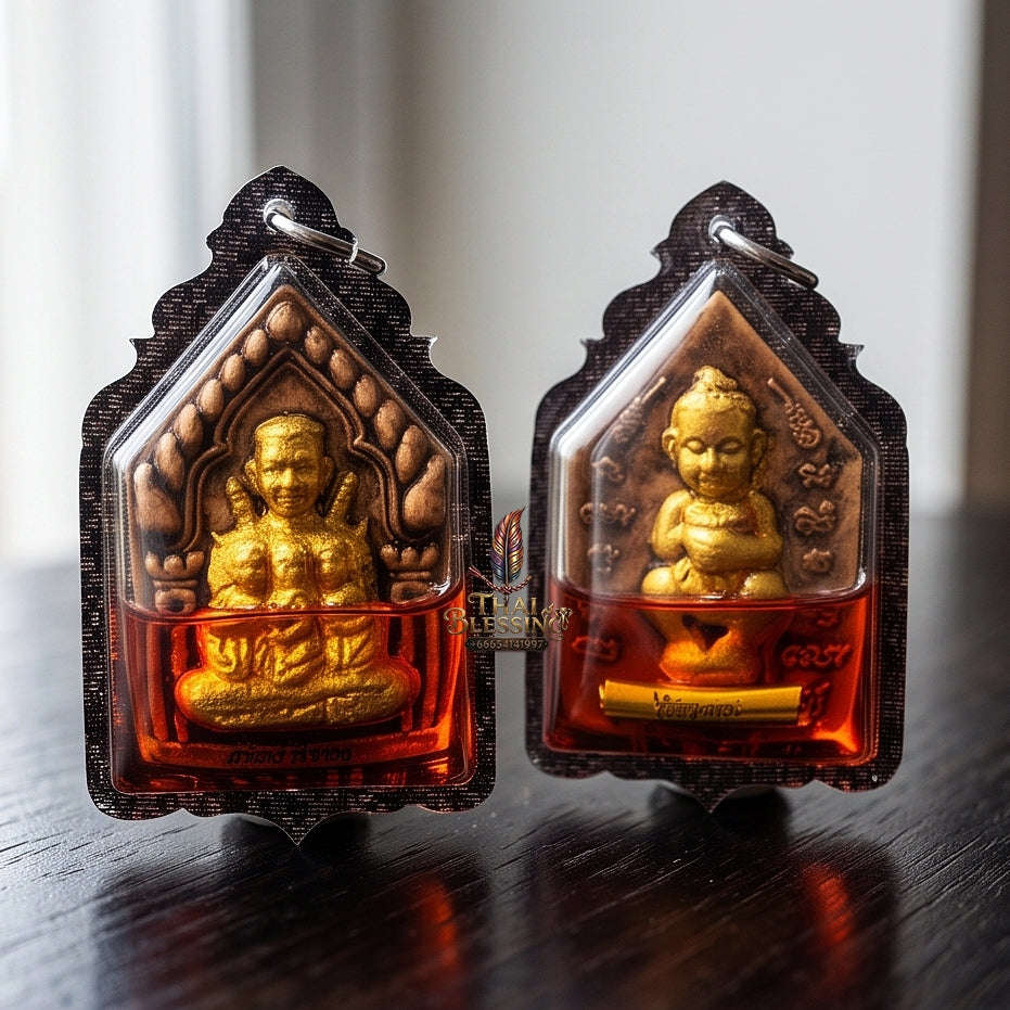 Unstoppable Charm & Wealth Pho Khun Phaen Nang Lom Red Rooster Oil Cased - Luang Ta Ruam Wat Khok Samran 2018 Thai Blessing Co By RURUECHA
