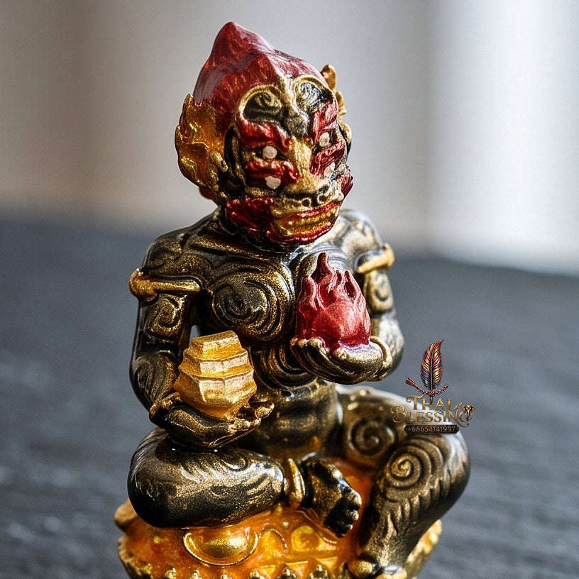Unstoppable Luck & Wealth Beast Si Hu Ha Ta Ruay Neua Fah Black Enamel Gold - Phra Khru Palad Thanaphat 2023 Thai Blessing Co By RURUECHA