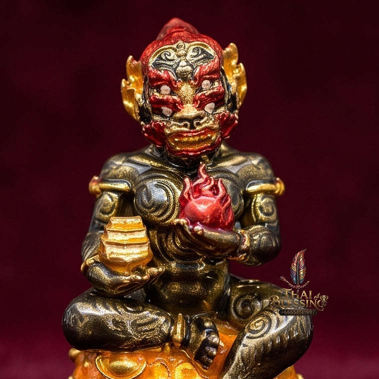 Unstoppable Luck & Wealth Beast Si Hu Ha Ta Ruay Neua Fah Black Enamel Gold - Phra Khru Palad Thanaphat 2023 Thai Blessing Co By RURUECHA