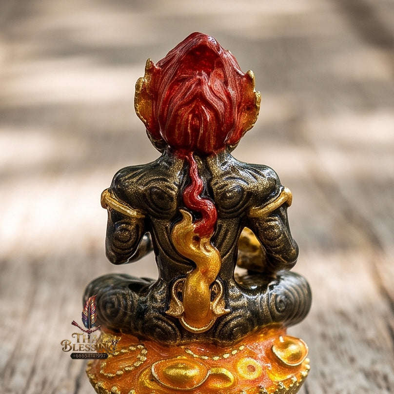 Unstoppable Luck & Wealth Beast Si Hu Ha Ta Ruay Neua Fah Black Enamel Gold - Phra Khru Palad Thanaphat 2023 Thai Blessing Co By RURUECHA