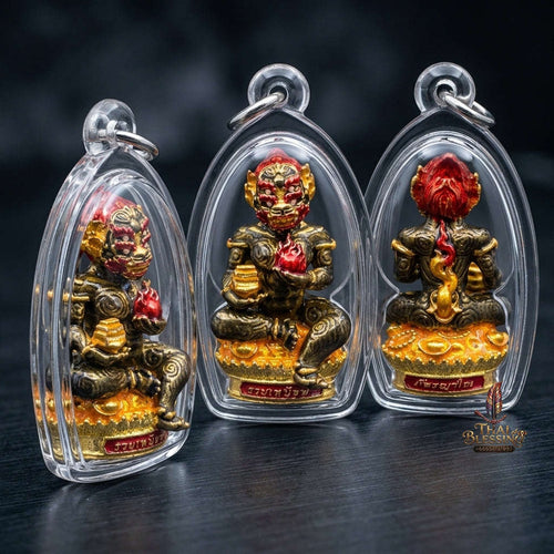 Unstoppable Luck & Wealth Beast Si Hu Ha Ta Ruay Neua Fah Black Enamel Gold - Phra Khru Palad Thanaphat 2023 Thai Blessing Co By RURUECHA