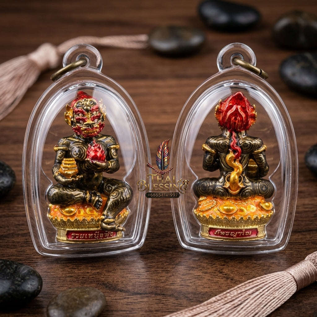 Unstoppable Luck & Wealth Beast Si Hu Ha Ta Ruay Neua Fah Black Enamel Gold - Phra Khru Palad Thanaphat 2023 Thai Blessing Co By RURUECHA