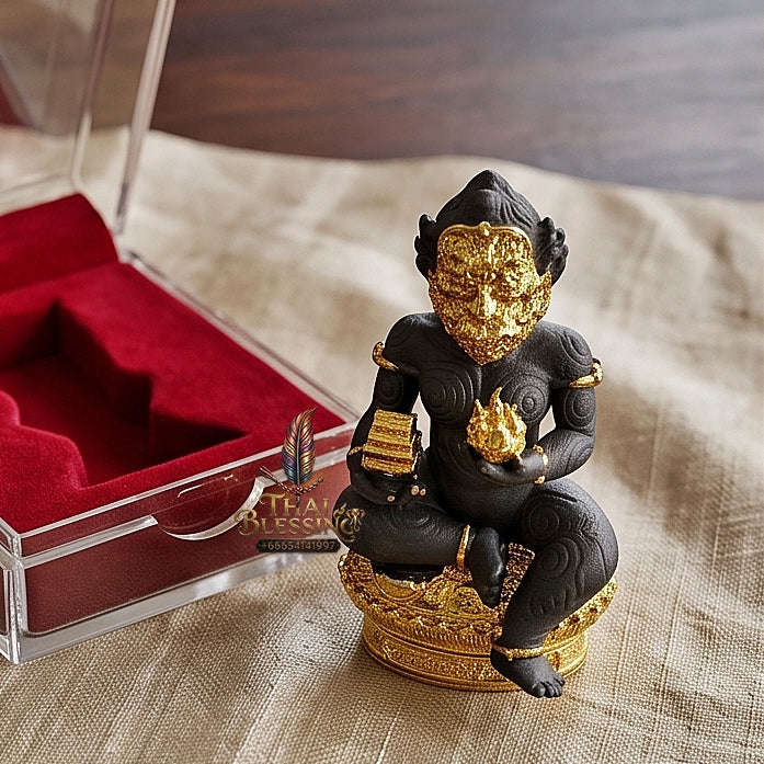 Unstoppable Luck & Wealth Beast Si Hu Ha Ta Ruay Neua Fah Black Gold Accent - Phra Khru Palad Thanaphat 2023 Thai Blessing Co By RURUECHA