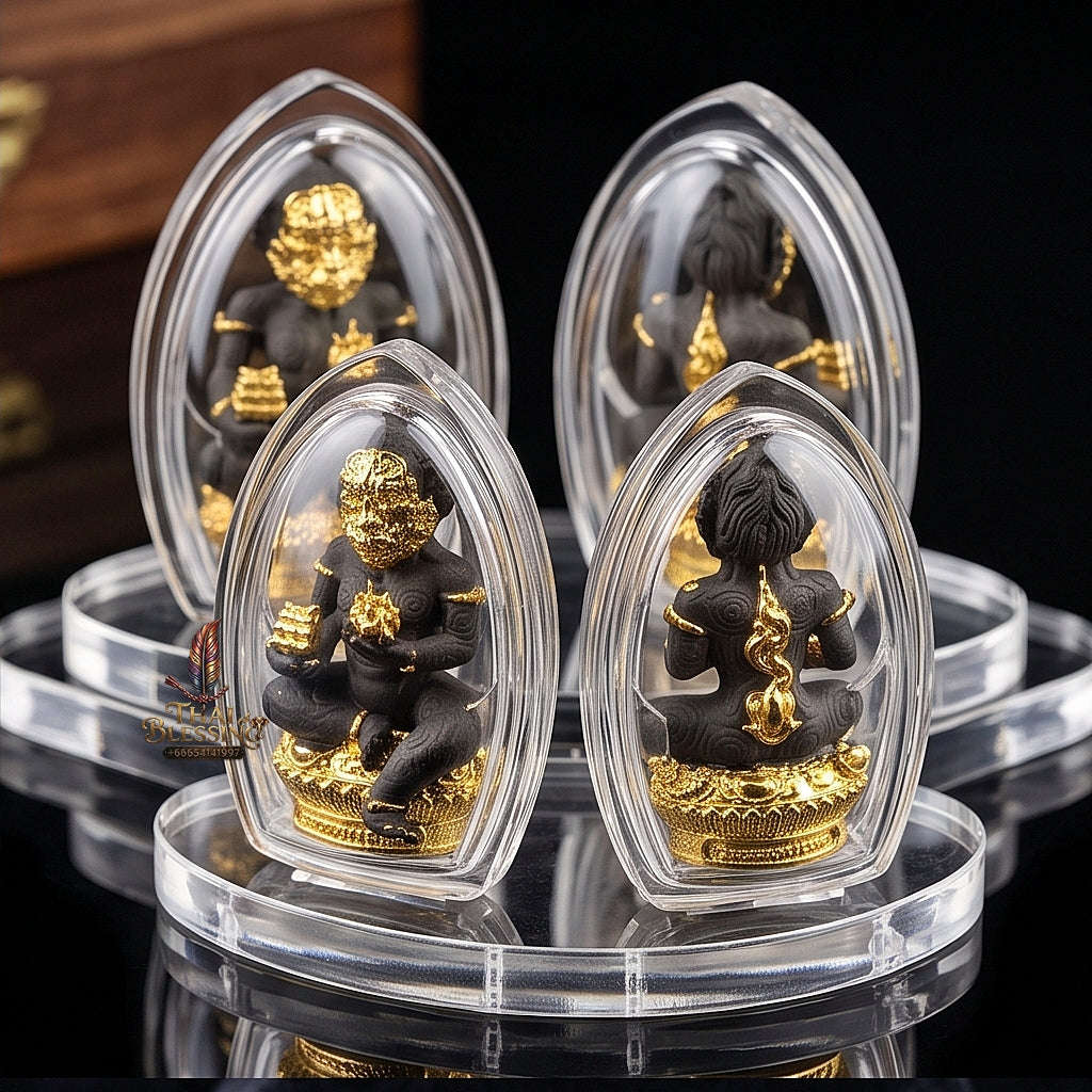 Unstoppable Luck & Wealth Beast Si Hu Ha Ta Ruay Neua Fah Black Gold Accent - Phra Khru Palad Thanaphat 2023 Thai Blessing Co By RURUECHA