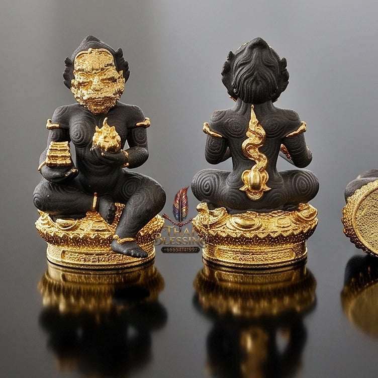 Unstoppable Luck & Wealth Beast Si Hu Ha Ta Ruay Neua Fah Black Gold Accent - Phra Khru Palad Thanaphat 2023 Thai Blessing Co By RURUECHA