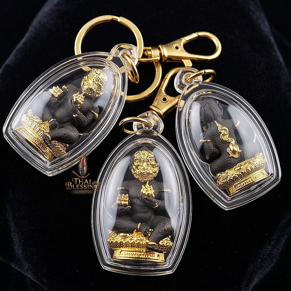 Unstoppable Luck & Wealth Beast Si Hu Ha Ta Ruay Neua Fah Black Gold Accent - Phra Khru Palad Thanaphat 2023 Thai Blessing Co By RURUECHA