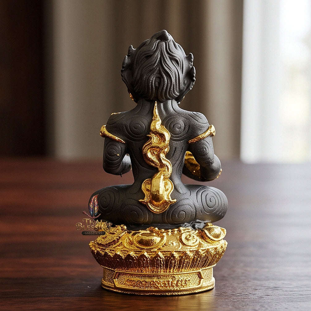 Unstoppable Luck & Wealth Beast Si Hu Ha Ta Ruay Neua Fah Black Gold Accent - Phra Khru Palad Thanaphat 2023 Thai Blessing Co By RURUECHA