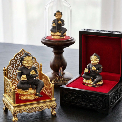 Unstoppable Luck & Wealth Beast Si Hu Ha Ta Ruay Neua Fah Black Gold Accent - Phra Khru Palad Thanaphat 2023 Thai Blessing Co By RURUECHA