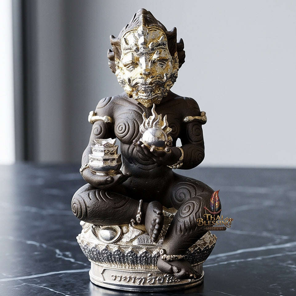 Unstoppable Luck & Wealth Beast Si Hu Ha Ta Ruay Neua Fah Black Silver Accent - Phra Khru Palad Thanaphat 2023 Thai Blessing Co By RURUECHA