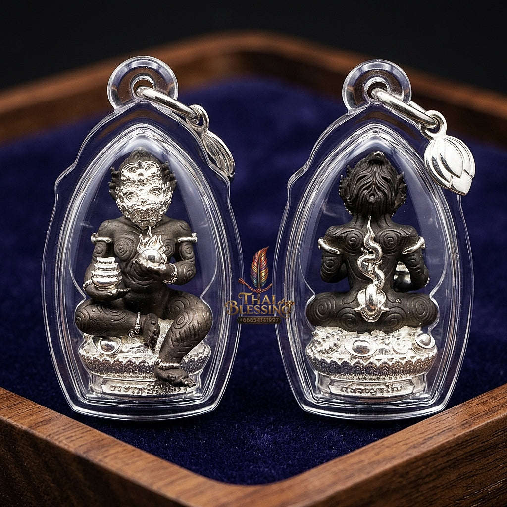 Unstoppable Luck & Wealth Beast Si Hu Ha Ta Ruay Neua Fah Black Silver Accent - Phra Khru Palad Thanaphat 2023 Thai Blessing Co By RURUECHA