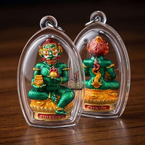 Unstoppable Luck & Wealth Beast Si Hu Ha Ta Ruay Neua Fah Green Enamel Gold - Phra Khru Palad Thanaphat 2023 Thai Blessing Co By RURUECHA