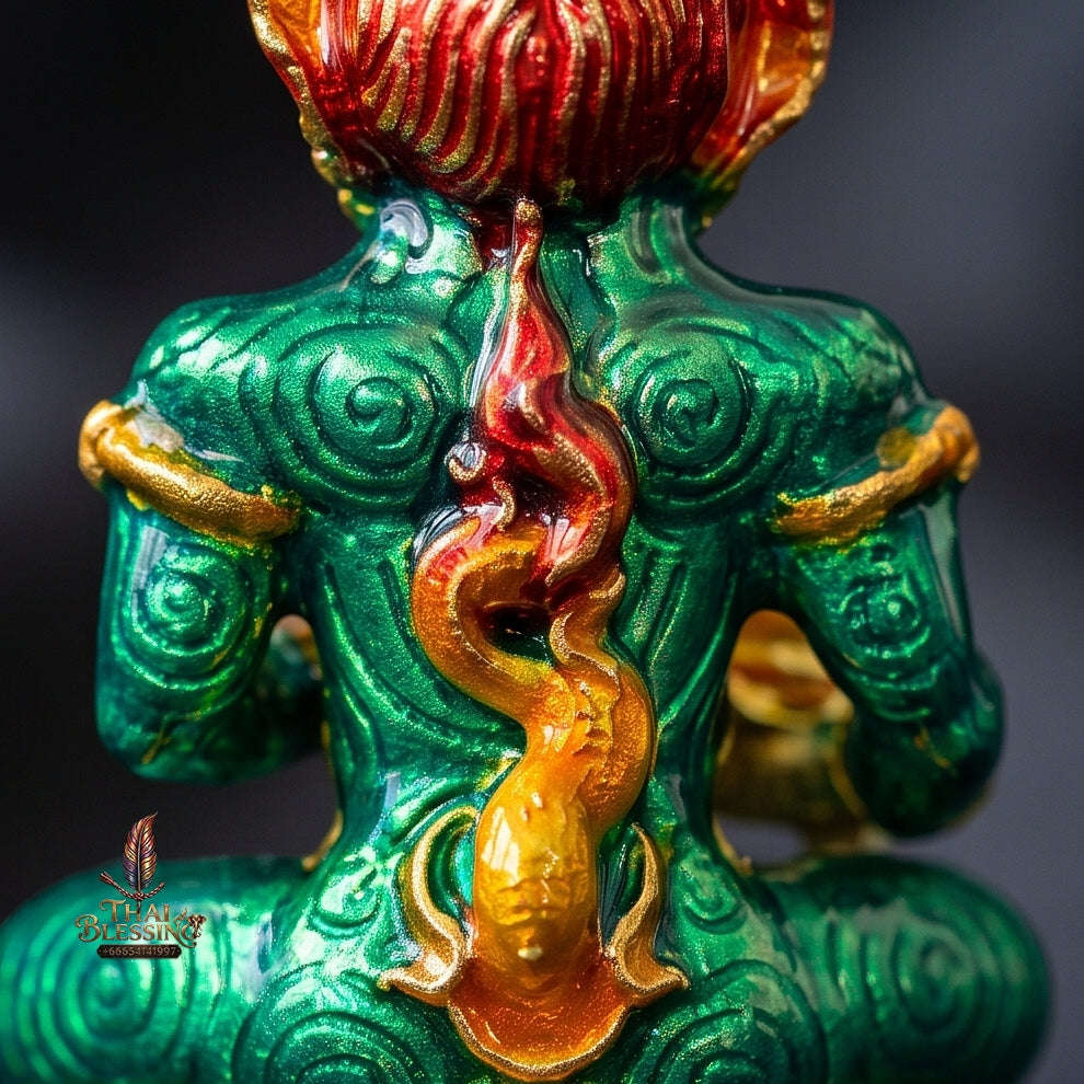 Unstoppable Luck & Wealth Beast Si Hu Ha Ta Ruay Neua Fah Green Enamel Gold - Phra Khru Palad Thanaphat 2023 Thai Blessing Co By RURUECHA