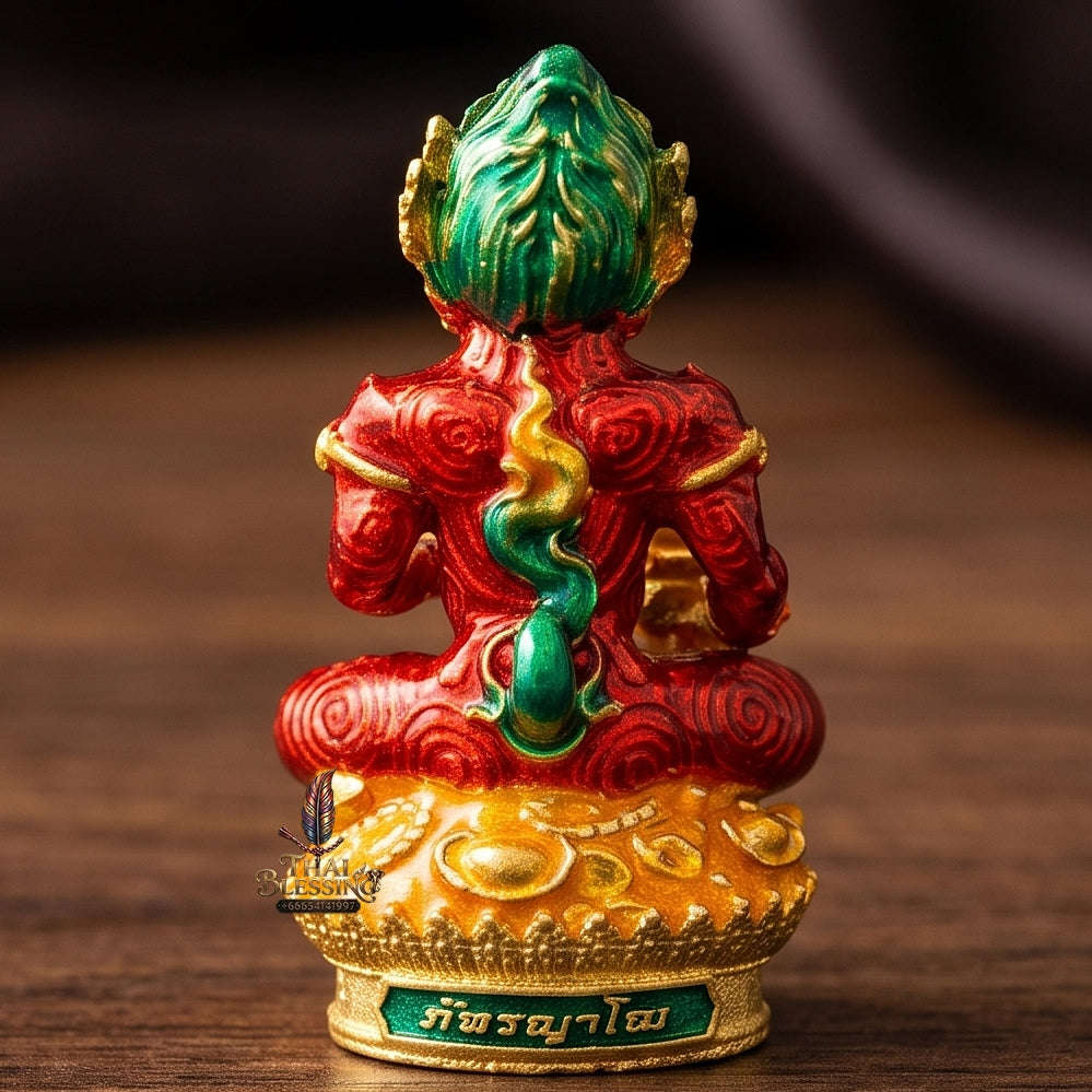 Unstoppable Luck & Wealth Beast Si Hu Ha Ta Ruay Neua Fah Red Enamel Gold - Phra Khru Palad Thanaphat 2023 Thai Blessing Co By RURUECHA