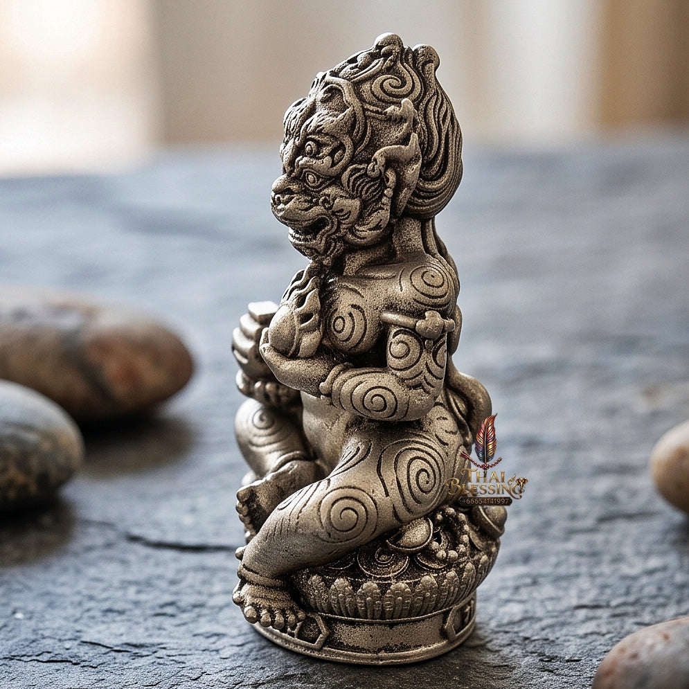 Unstoppable Luck & Wealth Beast Si Hu Ha Ta Ruay Neua Fah Silver Satin - Phra Khru Palad Thanaphat 2023 Thai Blessing Co By RURUECHA