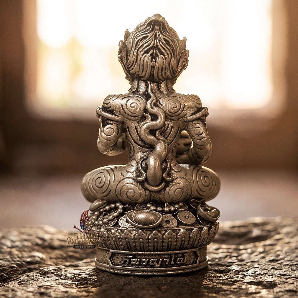 Unstoppable Luck & Wealth Beast Si Hu Ha Ta Ruay Neua Fah Silver Satin - Phra Khru Palad Thanaphat 2023 Thai Blessing Co By RURUECHA