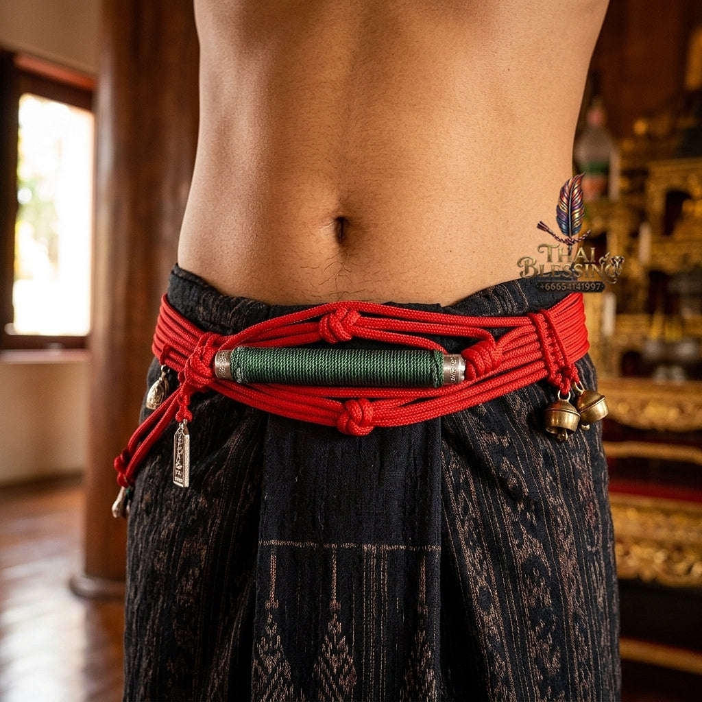 Unstoppable Universal Protection & 28 Buddhas Takrut Waist Cord - Luang Pu Im Wat Thung Na Mai Thai Blessing Co By RURUECHA