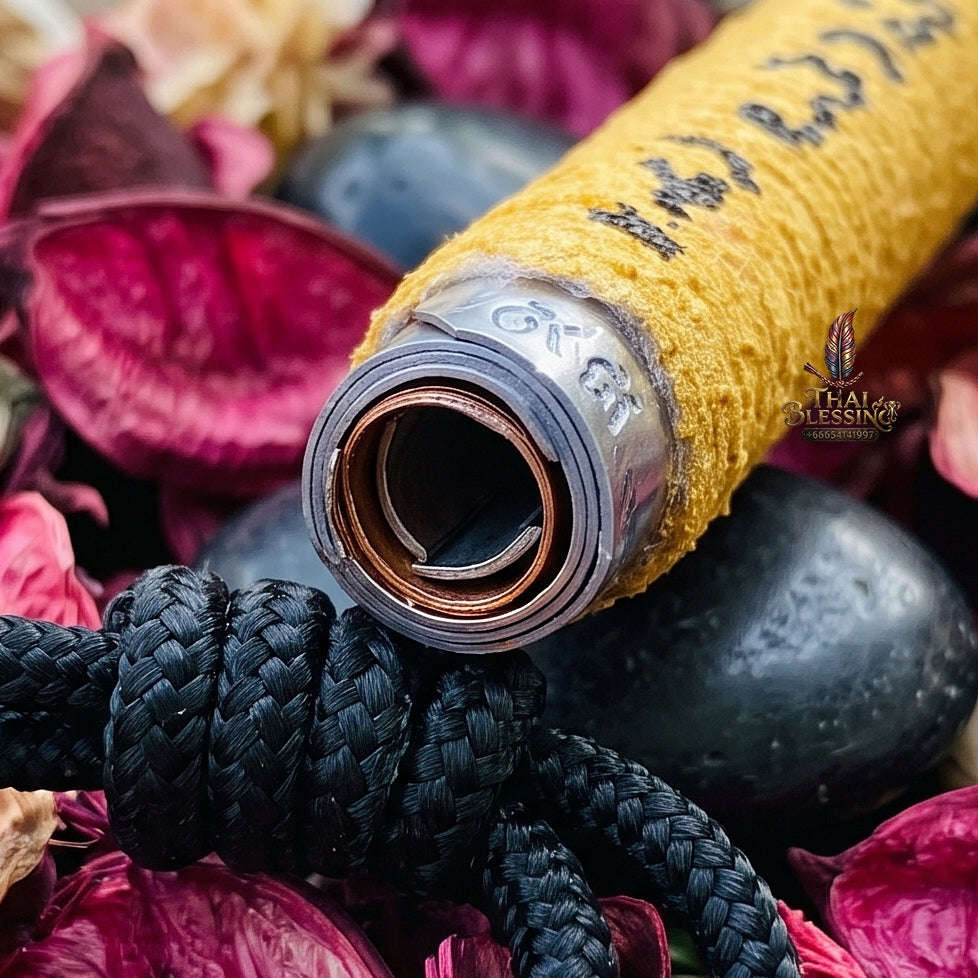 Unstoppable Wealth, Copper Boar & Invulnerability Takrut Phaya Moo Thong Daeng + Maha Ut Waist Cord - Luang Pu Im Wat Thung Na Mai Thai Blessing Co By RURUECHA
