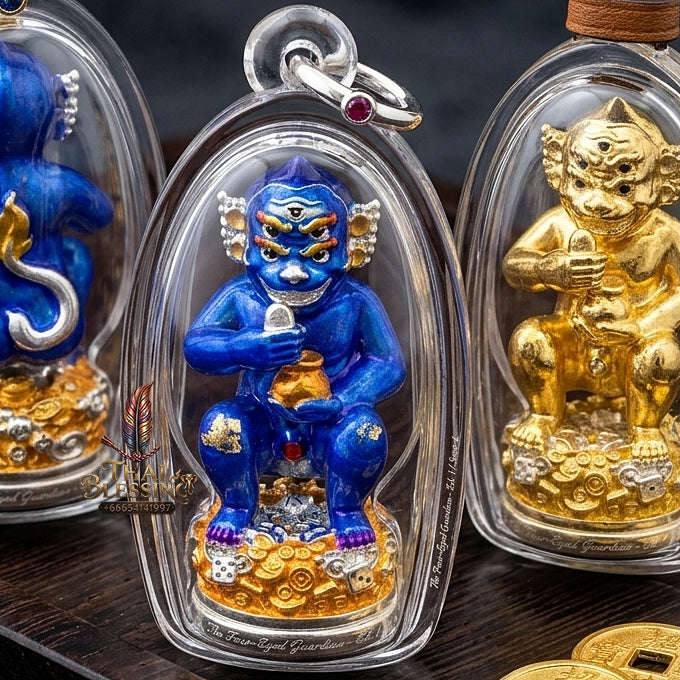 Unstoppable Wealth & Fortune Beast Si Hu Ha Ta Lum Sum Silver Enamel - Kruba Kham Fan Wat Kor Chok 2025 Thai Blessing Co By RURUECHA
