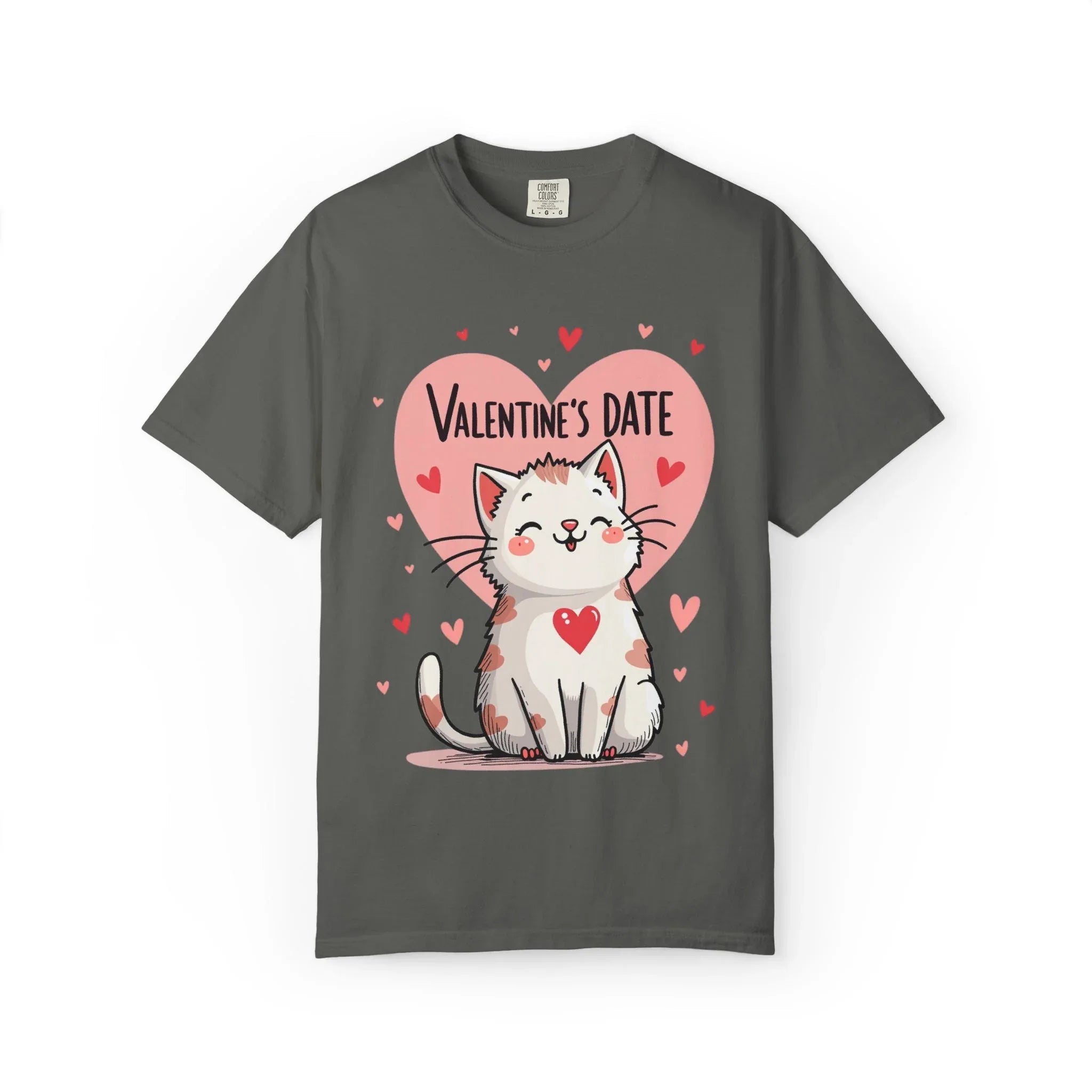 Valentine Cat Heart Shirt, Cute Blushing Kitty T-Shirt, Pink Heart Cat Graphic Tee, Cat Lover Gift, Valentines Day Outfit Pepper
