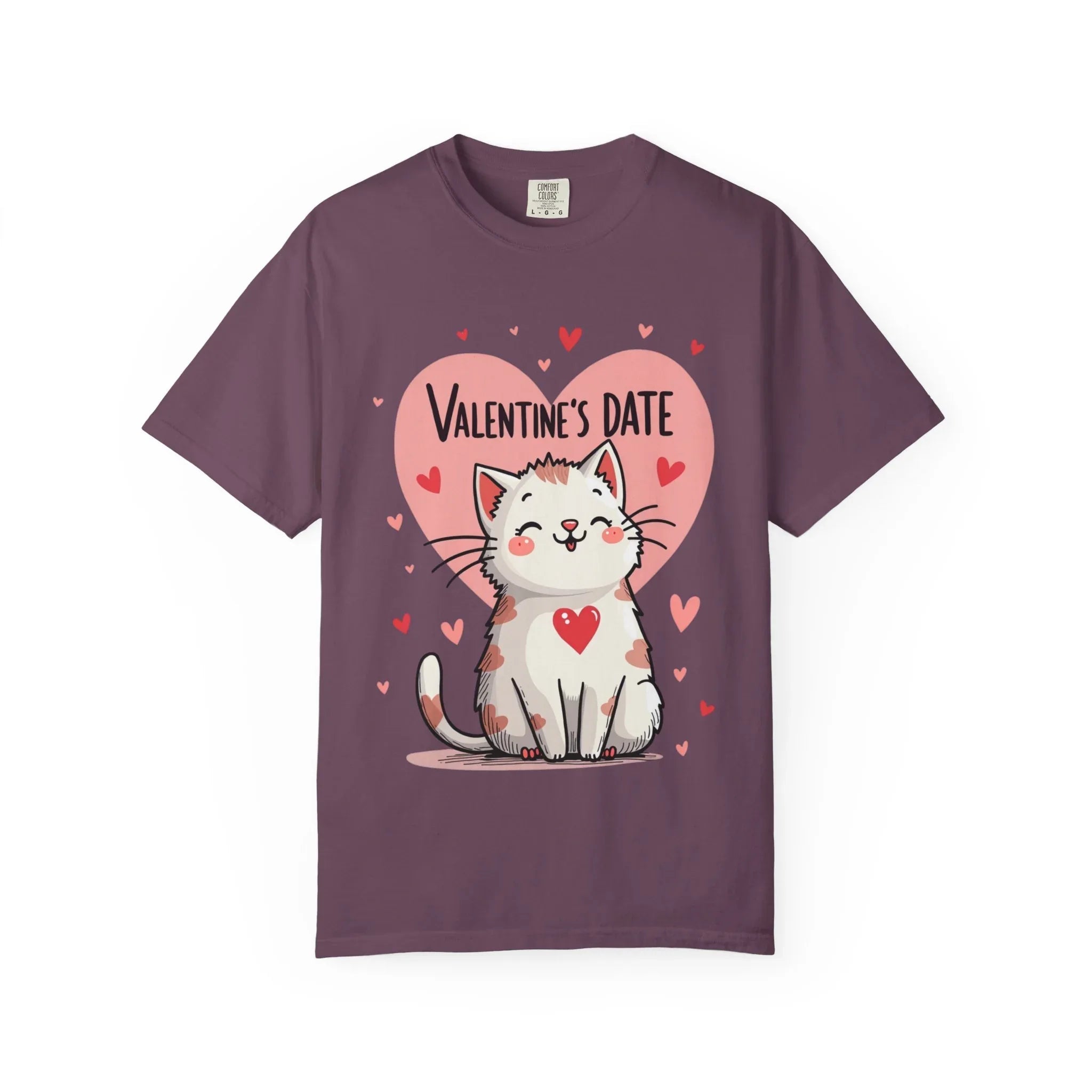 Valentine Cat Heart Shirt, Cute Blushing Kitty T-Shirt, Pink Heart Cat Graphic Tee, Cat Lover Gift, Valentines Day Outfit Berry M
