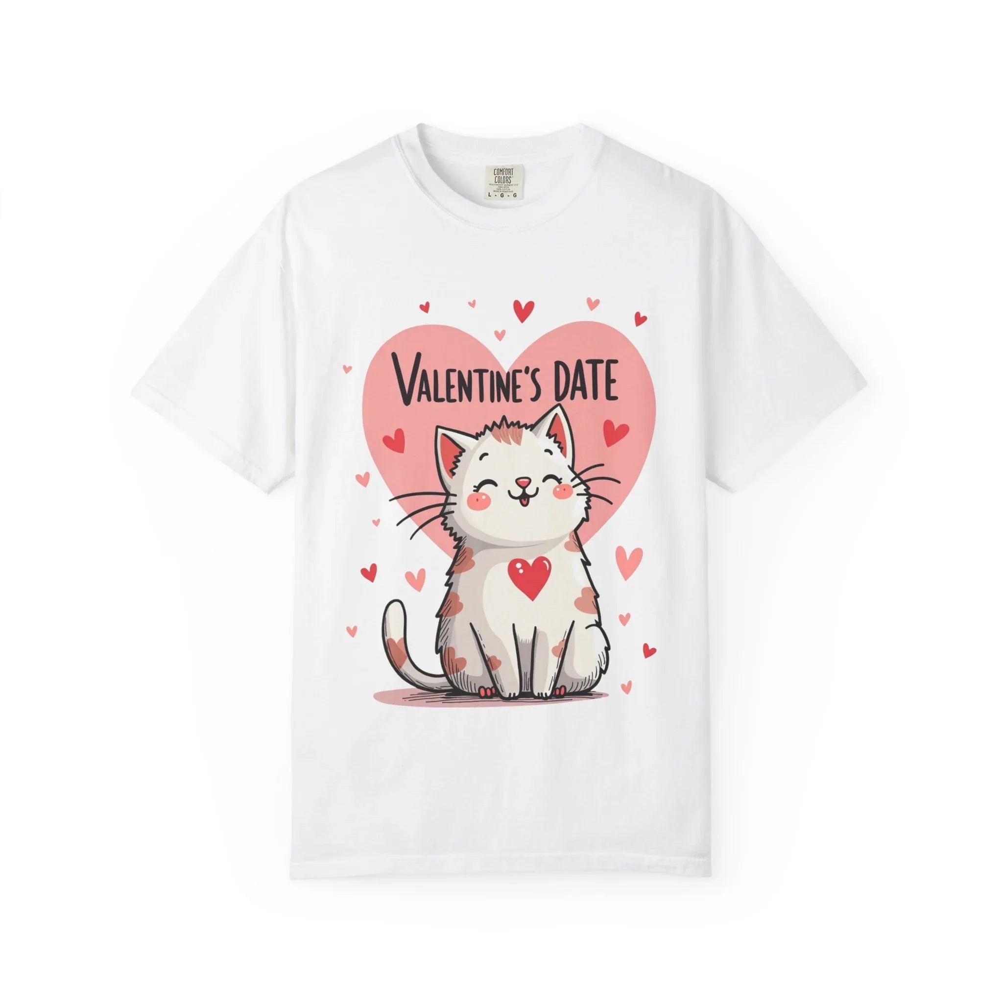 Valentine Cat Heart Shirt, Cute Blushing Kitty T-Shirt, Pink Heart Cat Graphic Tee, Cat Lover Gift, Valentines Day Outfit