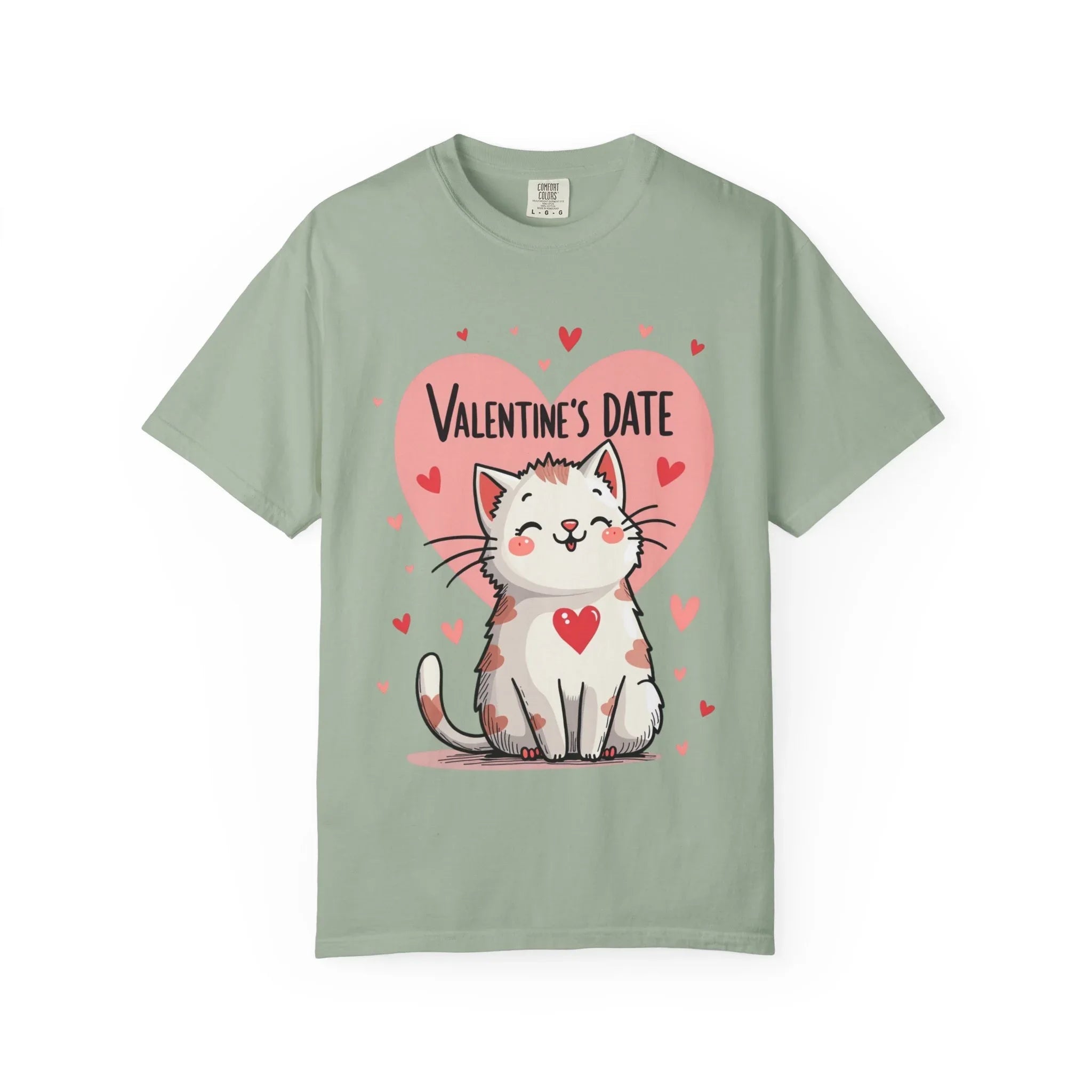 Valentine Cat Heart Shirt, Cute Blushing Kitty T-Shirt, Pink Heart Cat Graphic Tee, Cat Lover Gift, Valentines Day Outfit Bay