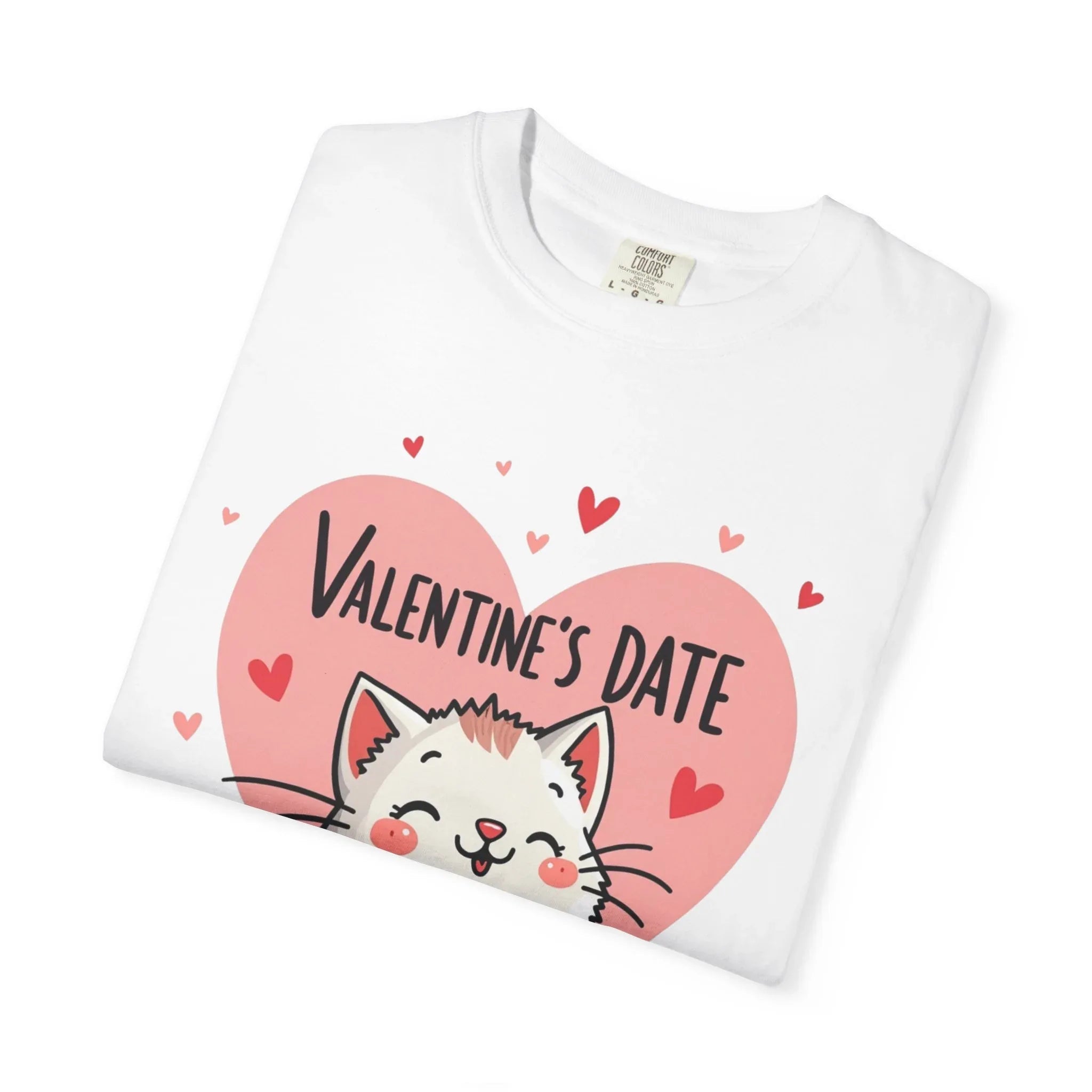 Valentine Cat Heart Shirt, Cute Blushing Kitty T-Shirt, Pink Heart Cat Graphic Tee, Cat Lover Gift, Valentines Day Outfit