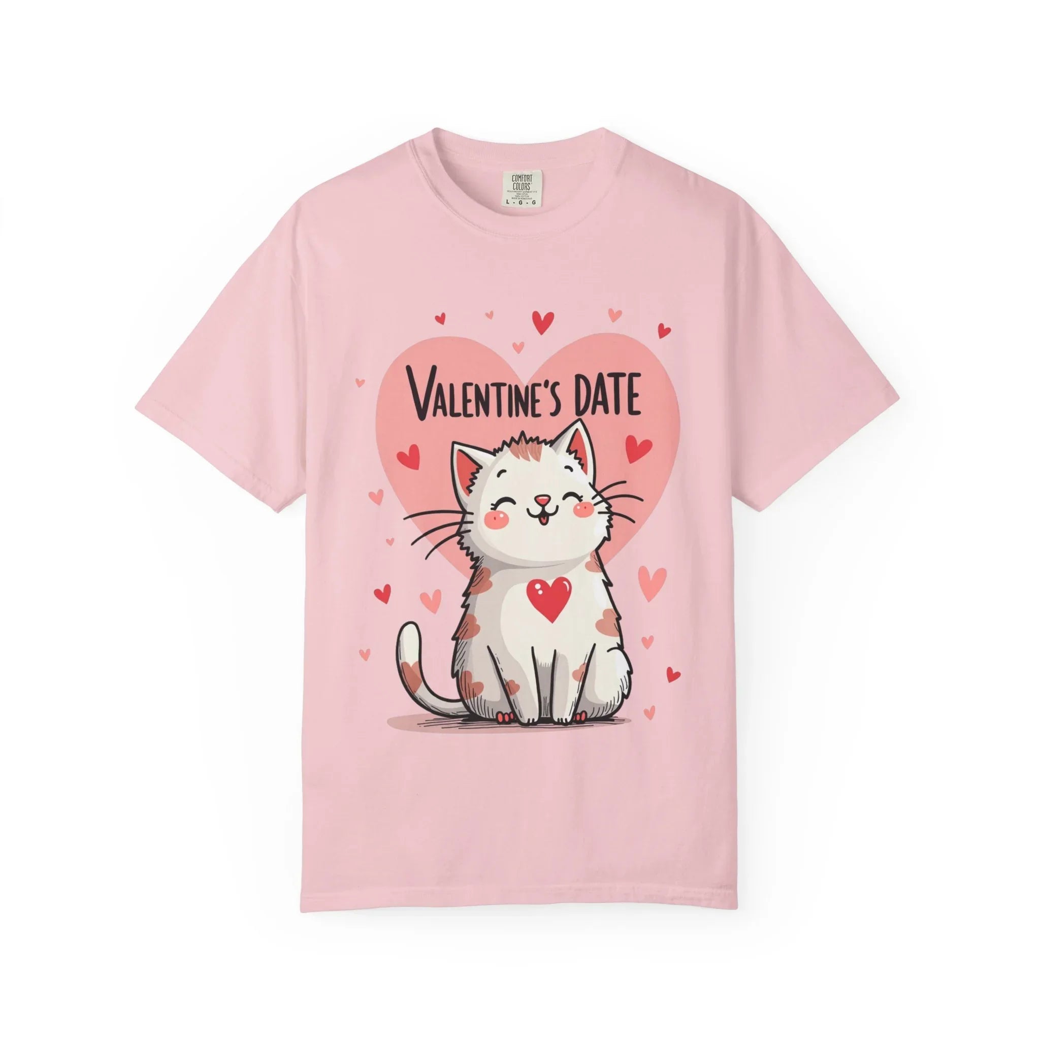 Valentine Cat Heart Shirt, Cute Blushing Kitty T-Shirt, Pink Heart Cat Graphic Tee, Cat Lover Gift, Valentines Day Outfit Blossom XL