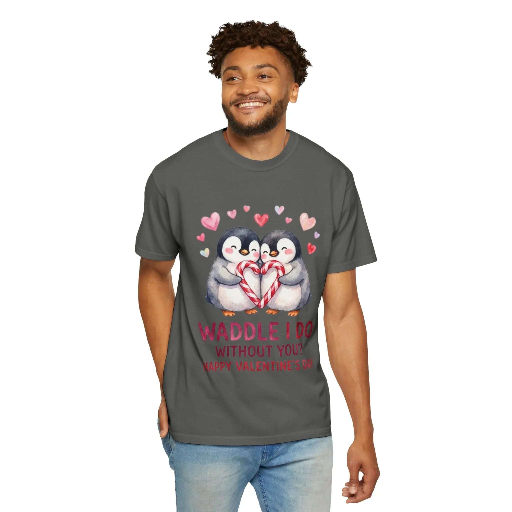 Valentine Penguin Couple Candy Hearts T Shirt Waddle I Do Without You Watercolor Cozy Vintage Aesthetic Gift Lovers Soft Cotton Romantic Tee