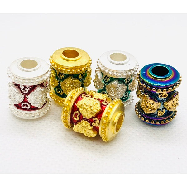 Four-Eared Five-Eyed Talisman Amulet Beads - Thai Charm ร้านค้าของฉัน Silver plated-green enamel Gold plated - rainbow surface Gold plated - green enamel Gold plated - rainbow surface-Gold plated - green enamel-Silver plated-green enamel-Gold plated - red enamel-Silver plated-red enamel-