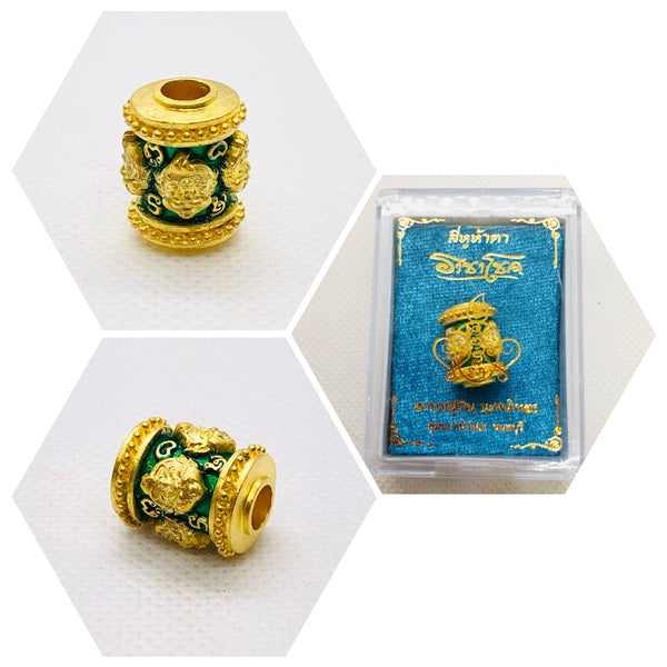 Four-Eared Five-Eyed Talisman Amulet Beads - Thai Charm ร้านค้าของฉัน Silver plated-green enamel Gold plated - rainbow surface Gold plated - green enamel Gold plated - rainbow surface-Gold plated - green enamel-Silver plated-green enamel-Gold plated - red enamel-Silver plated-red enamel-