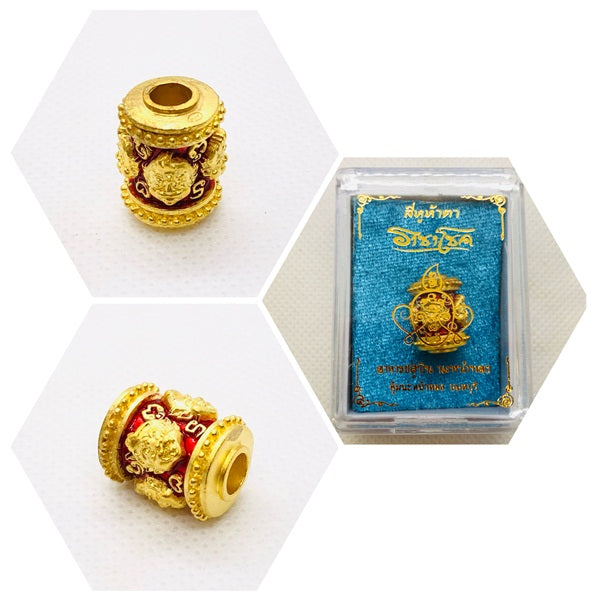 Four-Eared Five-Eyed Talisman Amulet Beads - Thai Charm ร้านค้าของฉัน Silver plated-green enamel Gold plated - rainbow surface Gold plated - green enamel Gold plated - rainbow surface-Gold plated - green enamel-Silver plated-green enamel-Gold plated - red enamel-Silver plated-red enamel-