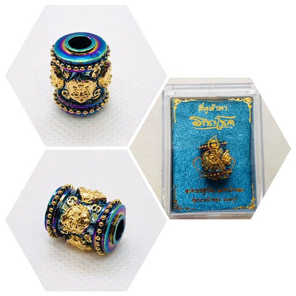 Four-Eared Five-Eyed Talisman Amulet Beads - Thai Charm ร้านค้าของฉัน Silver plated-green enamel Gold plated - rainbow surface Gold plated - green enamel Gold plated - rainbow surface-Gold plated - green enamel-Silver plated-green enamel-Gold plated - red enamel-Silver plated-red enamel-