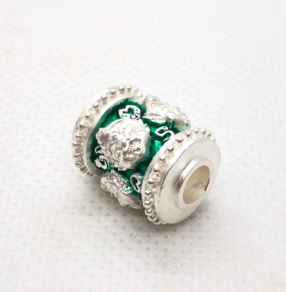 Four-Eared Five-Eyed Talisman Amulet Beads - Thai Charm ร้านค้าของฉัน Silver plated-green enamel Gold plated - rainbow surface Gold plated - green enamel Gold plated - rainbow surface-Gold plated - green enamel-Silver plated-green enamel-Gold plated - red enamel-Silver plated-red enamel-