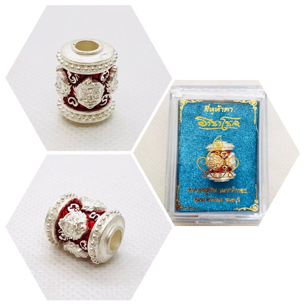 Four-Eared Five-Eyed Talisman Amulet Beads - Thai Charm ร้านค้าของฉัน Silver plated-green enamel Gold plated - rainbow surface Gold plated - green enamel Gold plated - rainbow surface-Gold plated - green enamel-Silver plated-green enamel-Gold plated - red enamel-Silver plated-red enamel-