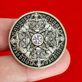 Phraya Rahu Coin for Wealth with Gemstone Charm for Abundance