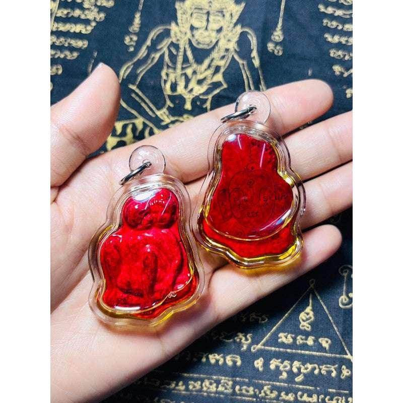Yin-Khu Rak Amulet for Lasting Love, Strong Charm & Energy Balance Framed Oiled