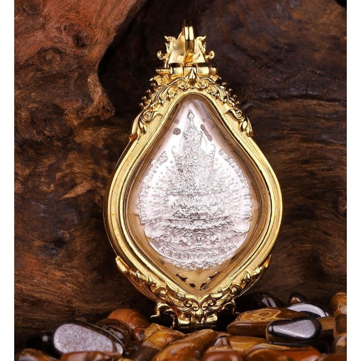 Vesuvanno Yak Lek Amulet for Protection - Bronze with Silver and Enamel Coating by Luang Pho Wijit Anuchato, Buddhist Practice Center, Nakhon Pathom