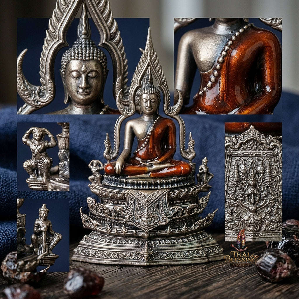 Victorious Status Elevation & Celestial Shielding Somdet Phra Phutta Chinnarat Luen Thana High-Relief Bronze Satin Finish Yellow Robe Enameling Edition