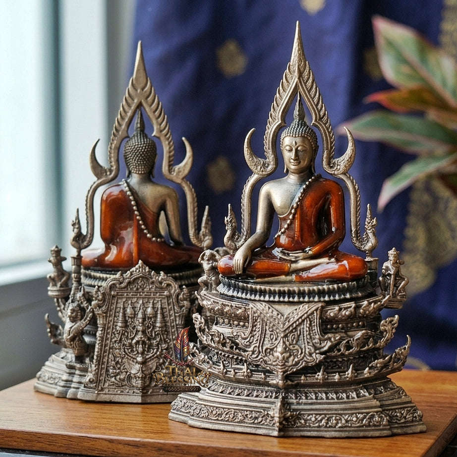 Victorious Status Elevation & Celestial Shielding Somdet Phra Phutta Chinnarat Luen Thana High-Relief Bronze Satin Finish Yellow Robe Enameling Edition