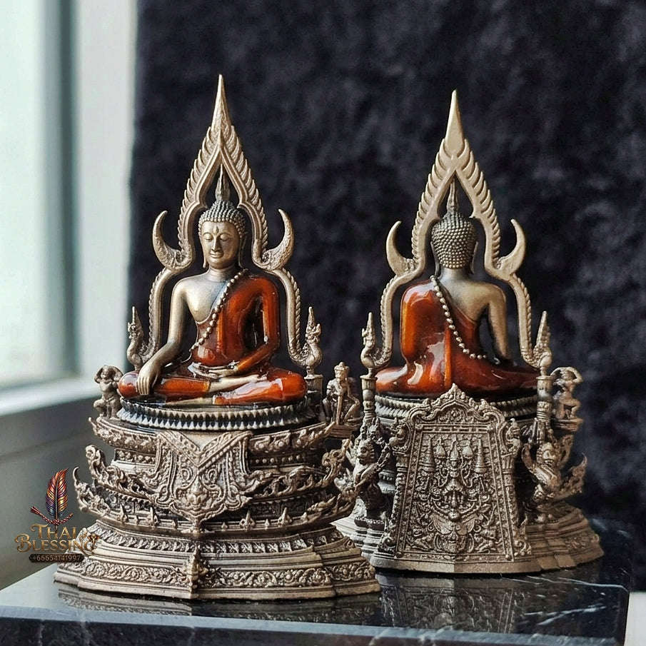 Victorious Status Elevation & Celestial Shielding Somdet Phra Phutta Chinnarat Luen Thana High-Relief Bronze Satin Finish Yellow Robe Enameling Edition