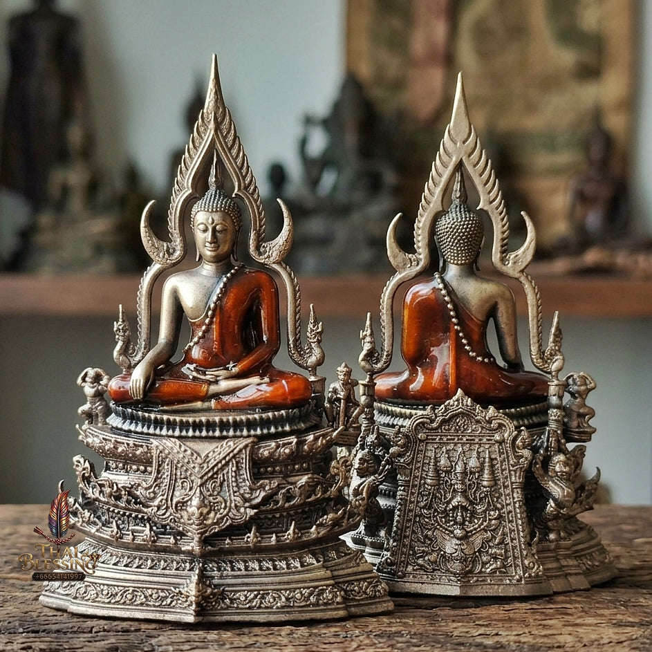 Victorious Status Elevation & Celestial Shielding Somdet Phra Phutta Chinnarat Luen Thana High-Relief Bronze Satin Finish Yellow Robe Enameling Edition