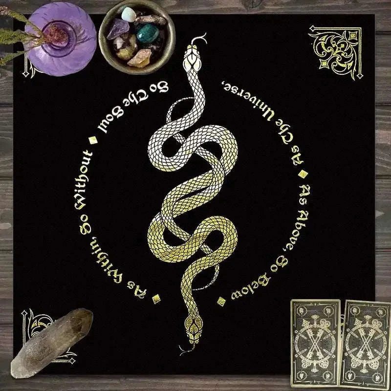 🃏 VIKAMA Astrology Energy Tablecloth – Waterproof Tree of Life & Zodiac Signs Meditation Cloth for Divination, Rituals & Mystic Home Decor YLB-606